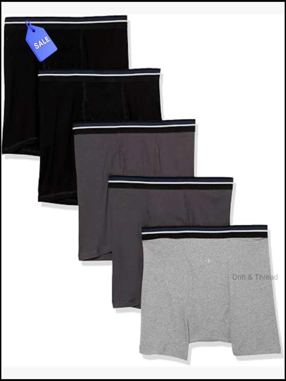 Men's Soft Cotton Boxer Briefs 5-Pack Tag-Free Underwear